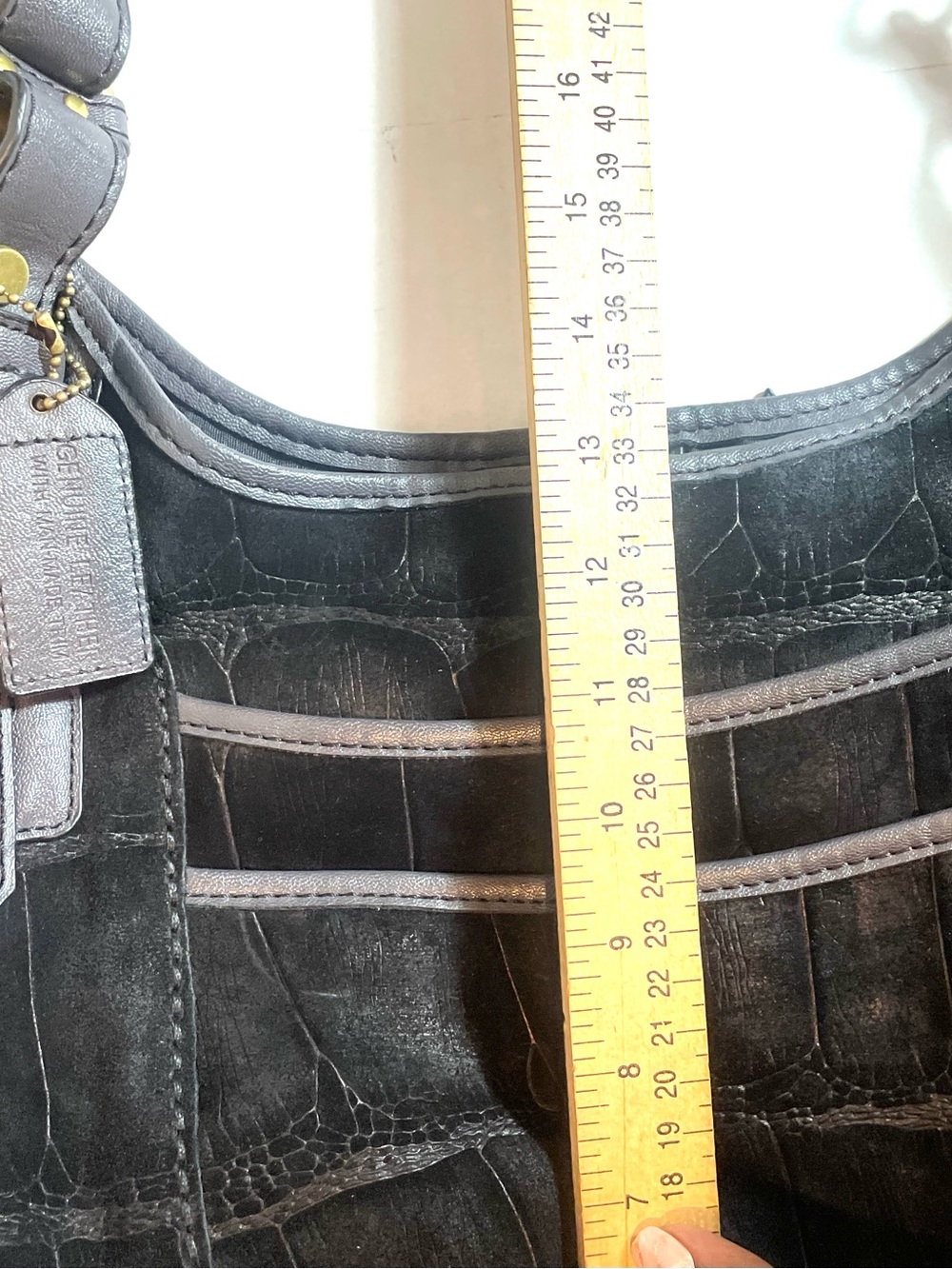 A.N.A. Cowhide Leather Black Croc Embossed Hobo Shoulder Bag Travel Vacation NWT - Picture 16 of 16